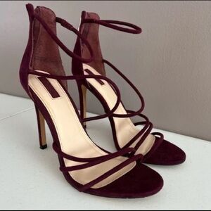 Forever 21 High Heels 4” Straps Burgundy Sz 7.5